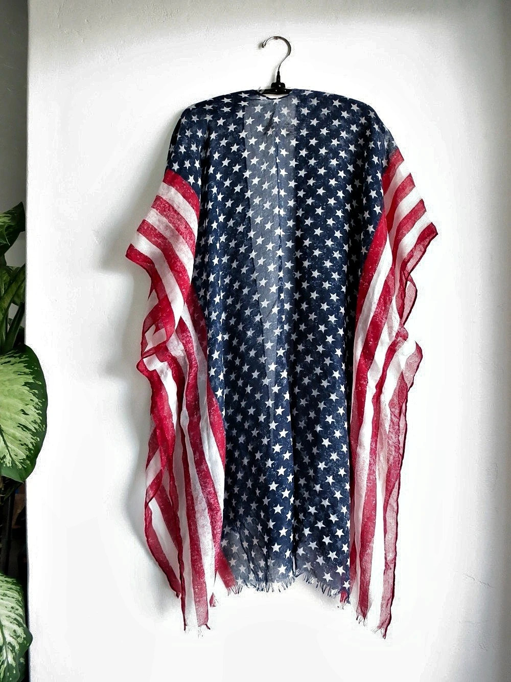Mossimo American Flag Star Print Fringe Tunic